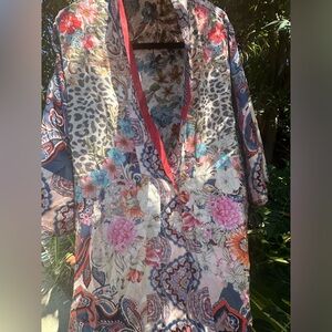 🌸 Johnny Was Multicolor Reversible  Silk Kimono